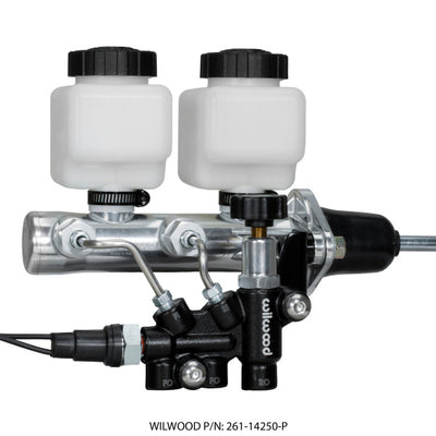 Wilwood Tandem Remote M/C Kit w L/H Bracket & Prop Valve - 15/16in Bore Ball Burnished-W/Pushrod