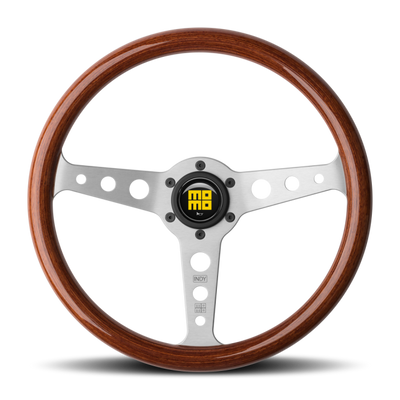 Momo Indy Steering Wheel 350 mm - Magoany Wood/Brshd Spokes