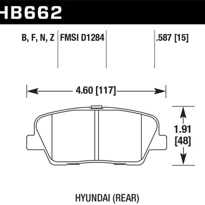 Hawk 10 Hyundai Genesis Coupe (w/o Brembo Breaks) HP+ Autocross 15mm Rear Brake Pads
