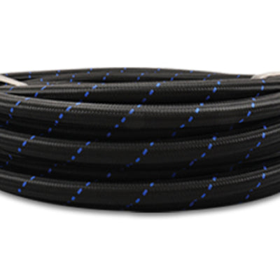 Vibrant -4 AN Two-Tone Black/Blue Nylon Braided Flex Hose (10 foot roll)