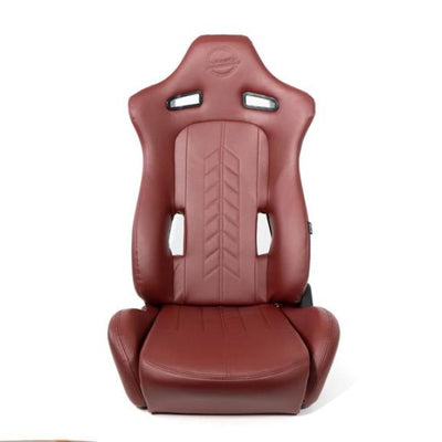 NRG Reclinable Sport Seats (Pair) The Arrow Maroon Vinyl w/ Pressed NRG logo w/ Maroon Stitch
