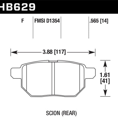 Hawk 08-11 Scion xB / 09-10 Toyota Corolla / 09-10 Matrix / 10 Prius  HPS Street Rear Brake Pads