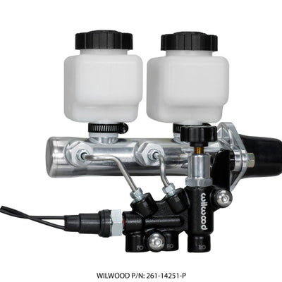 Wilwood Tandem Remote M/C Kit w L/H Bracket & Prop Valve - 1in Bore Ball Burnished