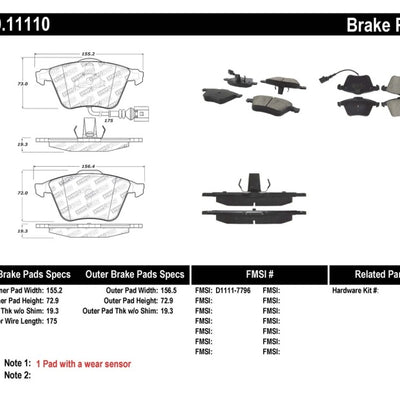 StopTech Performance 08-13 Audi TT Quattro / 12 VW Golf R Front Brake Pads