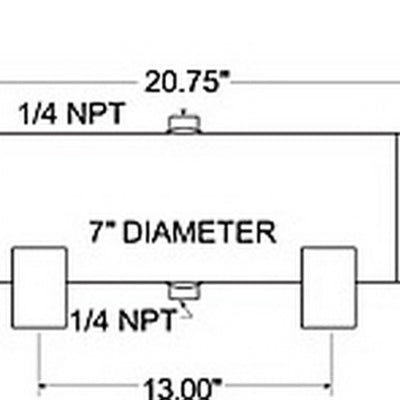 Firestone Air Tank 3 Gallon 7in. x 20.75in. (4) 1/4in. NPT Ports 150 PSI Max - Black (WR17609227)