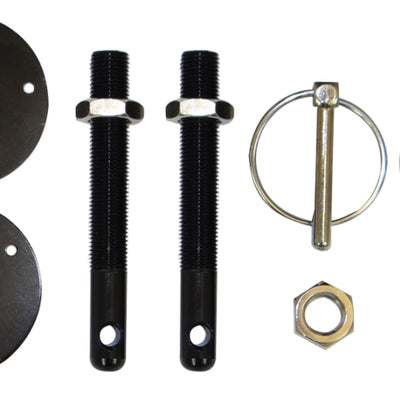 Moroso Hood Pin Set - 1/2in - Aluminum - Black - 2 Pack