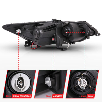 ANZO 2009-2012 Acura TSX Projector Headlights w/ Halo Black (CCFL) (HID Compatible)