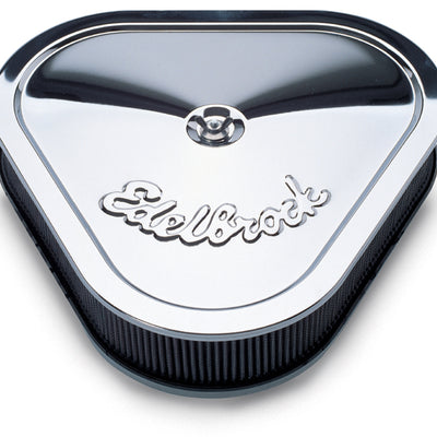 Edelbrock Air Cleaner Pro-Flo Series Triangular Steel Top 14 125In X 13 375In X 3 5In Chrome