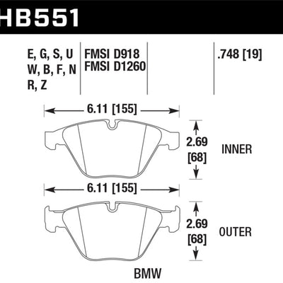 Hawk 07-09 BMW 335d/335i/335xi / 08-09 328i/M3 HT-10 Race Front Brake Pads