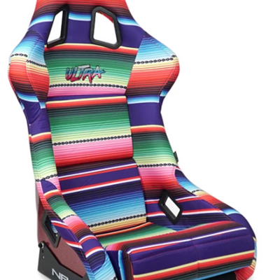 NRG FRP Bucket Seat PRISMA Serepi Edition W/ Red Pearlized Back Mexi-Cali Blanket Print - Large