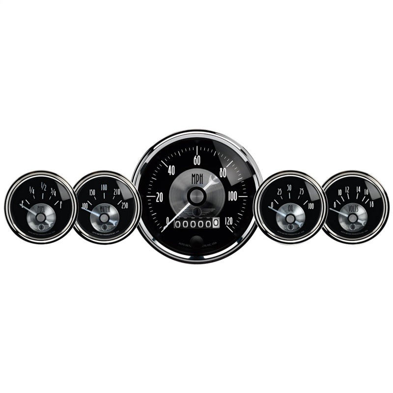 Autometer Prestige Series Black Diamond 3-3/8in Electric Speedometer 2-1/16in Electric Oil Pressure