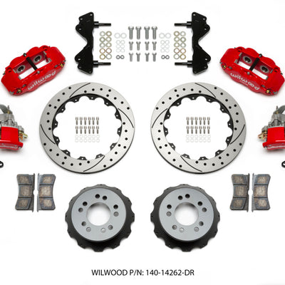Wilwood Narrow Superlite 4R / MC4 Rear Kit 12.88 Drilled Red Currie Pro-Tour Unit Bearing Floater