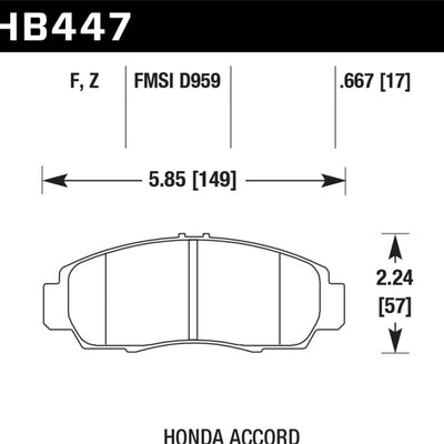 Hawk 03-04 Honda Accord HPS Street Front Brake Pads