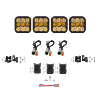 Diode Dynamics SS5 Pro Universal CrossLink 4-Pod Lightbar - Yellow Combo