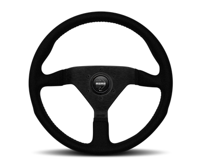 Momo Montecarlo Alcantara Steering Wheel 350 mm - Black/Black Stitch/Black Spokes