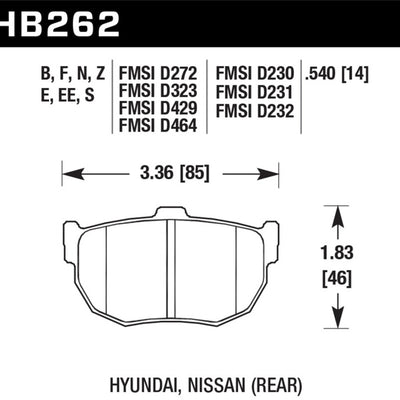 Hawk 89-97 Nissan 240SX HT-10 Race Rear Brake Pads