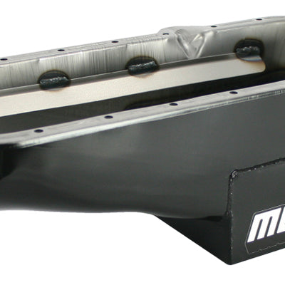 Moroso 80-85 Chevrolet SBC(w/Passenger Side Dipstick) Wet Sump 7qt 7.5in Steel Oil Pan - Black