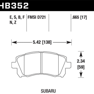 Hawk 02-03 WRX / 98-01 Impreza / 97-02 Legacy 2.5L / 98-02 Forester 2.5L D721 HPS Street Front Brake