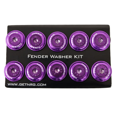 NRG Fender Washer Kit w/Color Matched M6 Bolt Rivets For Plastic (Purple) - Set of 10