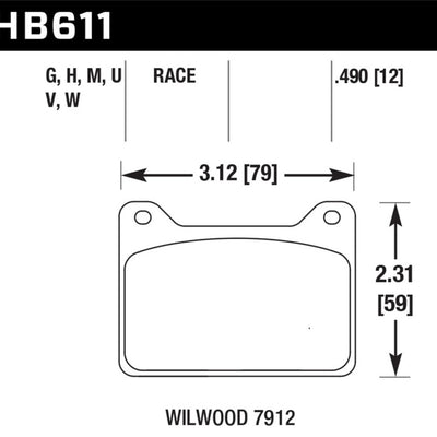 Hawk Willwood 7912 DTC-70 Race Brake Pads