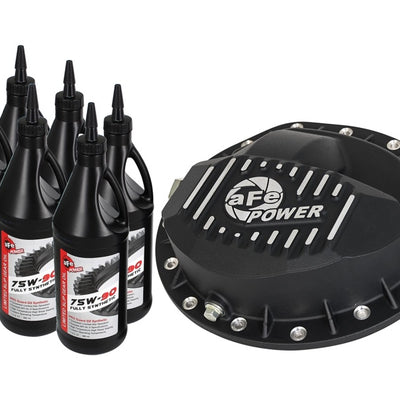 AFE Rear Differential Cover Black w/Machined Fins Nissan Titan XD 16-19 - w/Oil