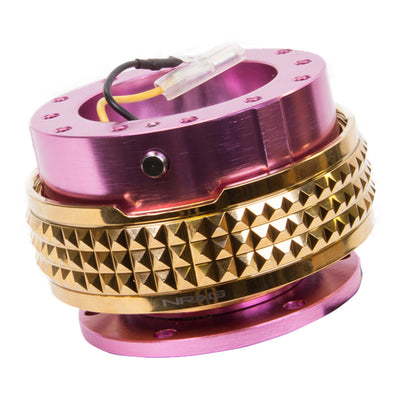 NRG Quick Release Kit - Pyramid Edition - Pink Body / Chrome Gold Pyramid Ring