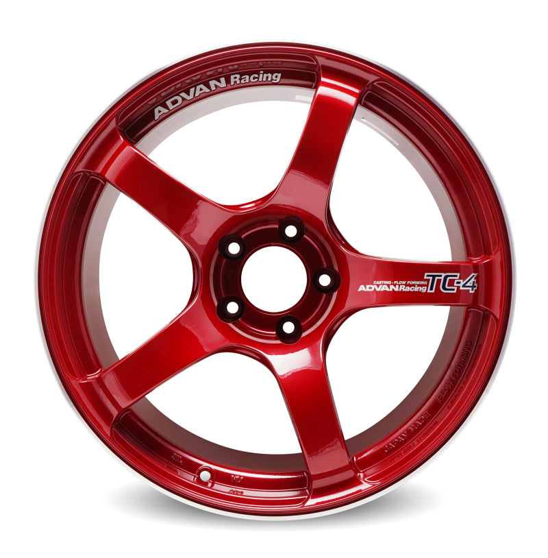 Advan TC4 18x8 +45 5x114.3 Racing Candy Red and Ring Wheel