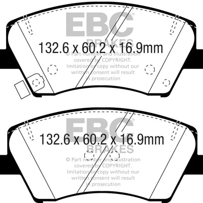 EBC 2017+ Hyundai Elantra 1.4L Turbo Ultimax2 Front Brake Pads