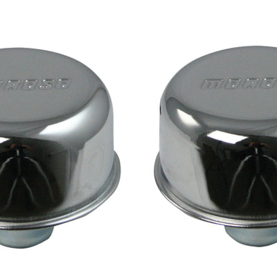 Moroso Valve Cover Breather - 1.22in Diameter - One Piece Push-In Type - Chrome Plated - 2 Pack