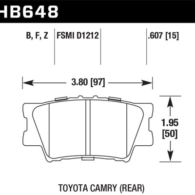 Hawk 2013-2014 Lexus ES300h HPS 5.0 Rear Brake Pads