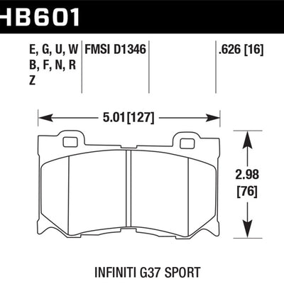 Hawk 10-12 Infiniti FX50 / 09-12 G37 / 09-13 Nissan 370Z DTC-30 Race Front Brake Pads