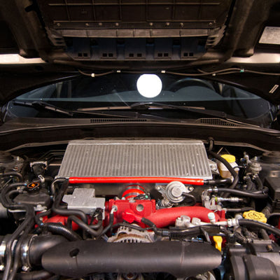 Mishimoto Subaru 08-15 WRX STi Top-Mount Intercooler Kit - Powder Coated Black & Red Hoses