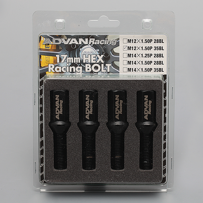 Advan Wheel Bolt 28mm Thread (Black) - 4 Pack