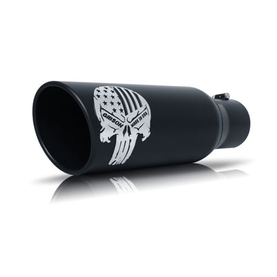 Gibson Patriot Skull Rolled Edge Angle-Cut Tip - 5in OD/3.5in Inlet/12in Length Outlet - Blk Ceramic