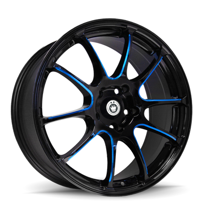 Konig Illusion 17x7 5x100 ET40 Black/Ball Cut Blue