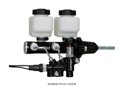 Wilwood Tandem Remote M/C Kit w L/H Bracket & Prop Valve - 15/16in Bore Black-W/Pushrod