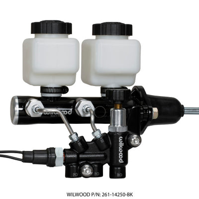 Wilwood Tandem Remote M/C Kit w L/H Bracket & Prop Valve - 15/16in Bore Black-W/Pushrod