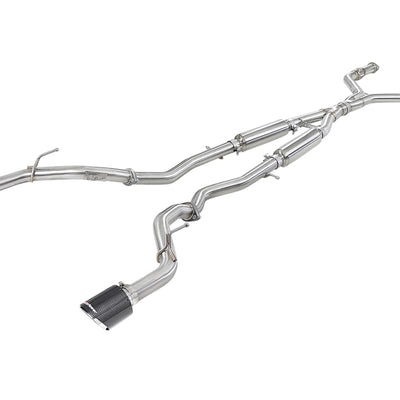 aFe POWER Takeda 2.5in 304 SS CB Exhaust w/ Carbon Fiber Tips 17-19 Infiniti Q60 V6-3.0L (tt)