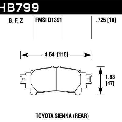Hawk 14-16 Toyota Highlander HPS Rear Brake Pads