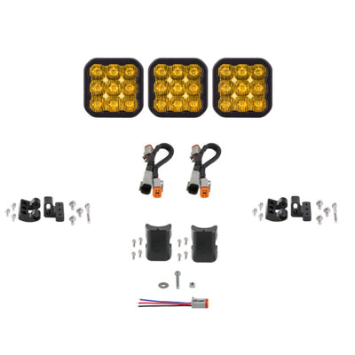 Diode Dynamics SS5 Sport Universal CrossLink 3-Pod Lightbar - Yellow Driving