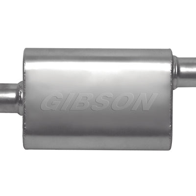 Gibson CFT Superflow Center/Offset Oval Muffler - 4x9x18in/2.5in Inlet/2.5in Outlet - Stainless