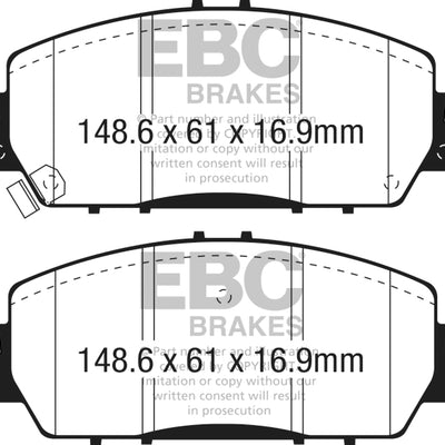 EBC 2016+ Honda Accord LX Sedan 2.4L Ultimax2 Front Brake Pads