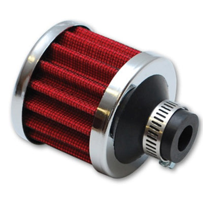 Vibrant Crankcase Breather Filter w/Chrome Cap 2 1/8in 55mm Cone ODx2 5/8in 68mm Tallx1/2in 12mm ID