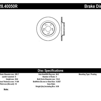 StopTech 00-09 Honda S2000 Drilled Right Rear Rotor