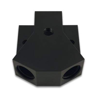 Vibrant Billet Aluminum Y-Block Fitting with 1/8in NPT Port -8AN x Dual -8AN ORB