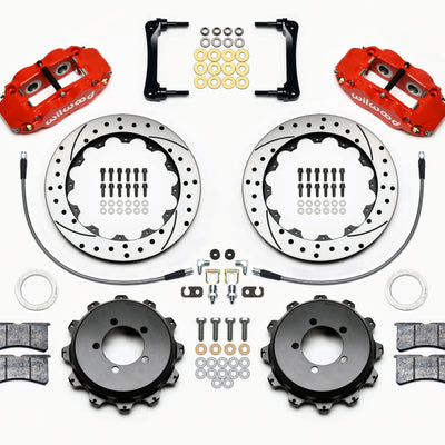 Wilwood Narrow Superlite 4R Rear Kit 12.88in Drilled Red 2008-2012 Subaru WRX w/Lines
