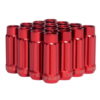 BLOX Racing 12-Sided P17 Tuner Lug Nuts 12x1.25 - Red Steel - Set of 16