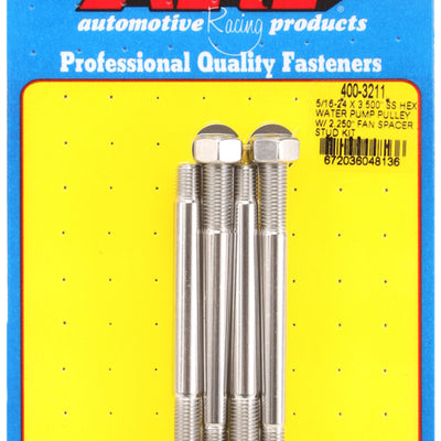 ARP 5/16-24 X 3.500 SS Hex Water Pump Pulley w/ 2.250in Fan Spacer Stud Kit