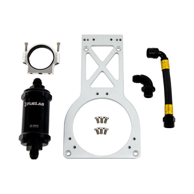 Fuelab Fuel Surge Upgrade Filter Kit (Bracket/Hardware/Hose Assembly/90 Degree Fitting) - 235mm