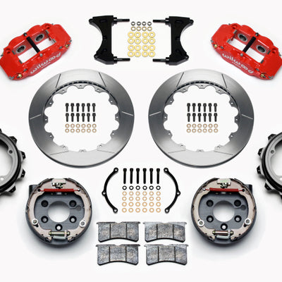 Wilwood Narrow Superlite 4R Rear P-Brk Kit 12.88in Red Strange Eng Floater 3.49in Offset